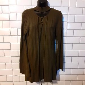 Olive green choker neck sweater